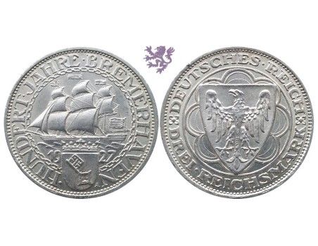 3 Reichsmark, 1927. Bremerhaven