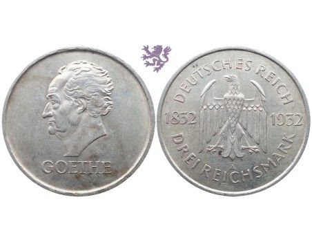 3 Reichsmark, 1932. Goethe