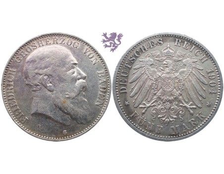 5 mark, 1904. Friedrich Grosherzog Von Baden