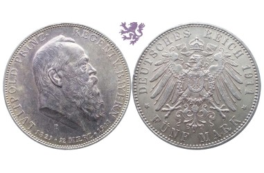5 mark, 1911. Luitpold von Bayern