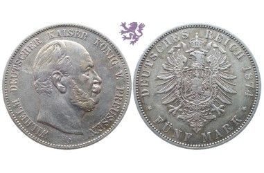 5 mark, 1874. Wilhelm I