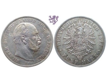 5 mark, 1874. Wilhelm I