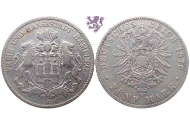 5 mark, 1876. Hamburg
