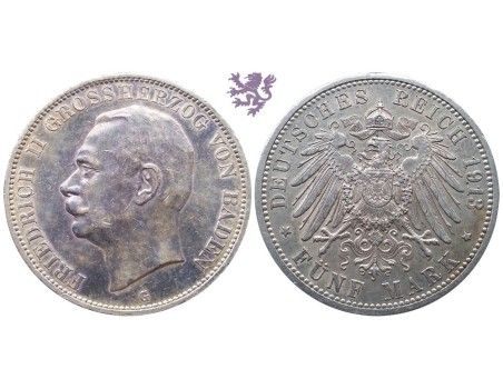 5 mark, 1913. Friedrich II Von Baden