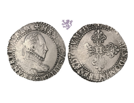 ½ Franc, 1588. Henri III, with goffered collar