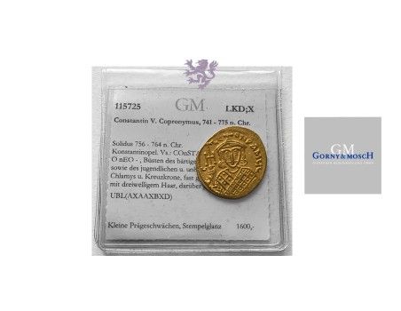 Constantine V, 751-757 A.D., AV Solidus