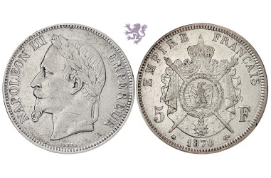 5 francs, 1870. Napoleon III