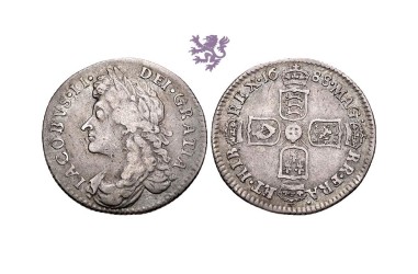 Sixpence, 1688., James II, England