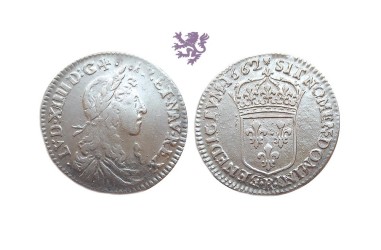 1/12 ecu (10 sols), 1662. R, Louis XIV, France