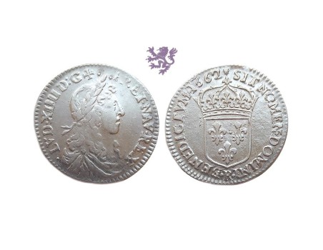 1/12 ecu (10 sols), 1662. R, Louis XIV, France