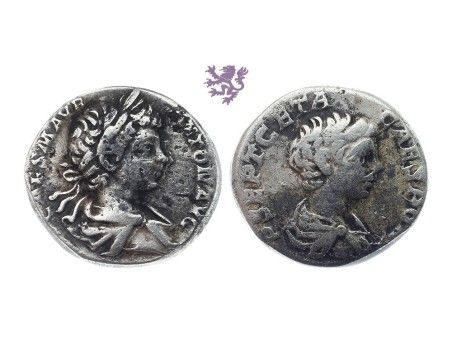 Caracalla and Geta, AR Denarius, 198-217 A.D.