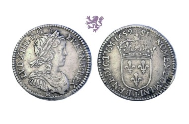 1/12 ecu (10 sols), 1659. I, Louis XIV, France