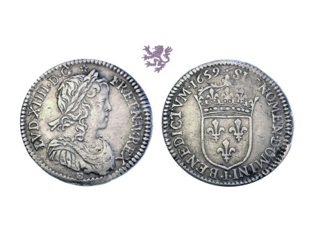1/12 ecu (10 sols), 1659. I, Louis XIV, France