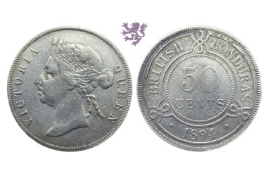 50 Cents, 1894. British Honduras, Victoria