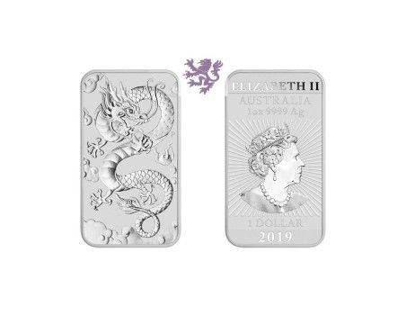 1oz Dragon, 2019. 1 dollar Elizabeth II