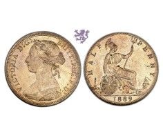 1/2 Penny, 1889. Victoria 2nd portrait