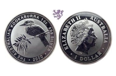 1oz kookabura 2000. 1 dollar Elizabeth II