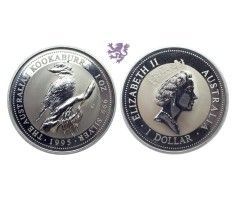 1oz kookabura 1995. 1 dollar Elizabeth II