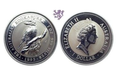 1oz kookabura 1995. 1 dollar Elizabeth II