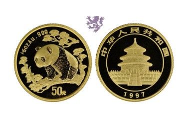1/2 oz gold Panda, 1997, large date MS