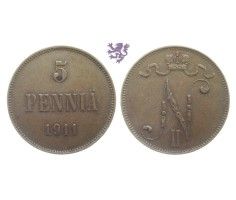 5 Penniä, 1911., Finland