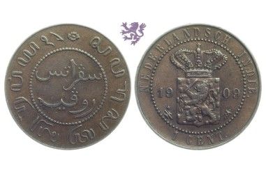 1 Cent, 1909. Willem III, Netherlands East India