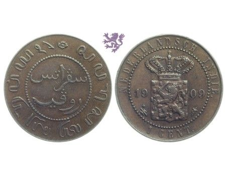 1 Cent, 1909. Willem III, Netherlands East India