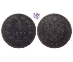 4 Kreutzer, 1861 B, Franz Joseph I