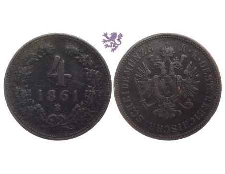 4 Kreutzer, 1861 B, Franz Joseph I