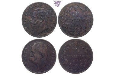 LOT 2x 10 Centesimi 1866, 1894.