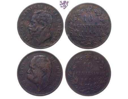 LOT 2x 10 Centesimi 1866, 1894.