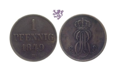 1 Pfennig, 1849. B, Ernst August