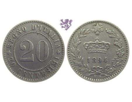 20 Centesimi, 1894.KB Umberto I