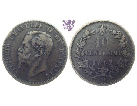 10 Centesimi, 1862. Vittorio Emanuele II