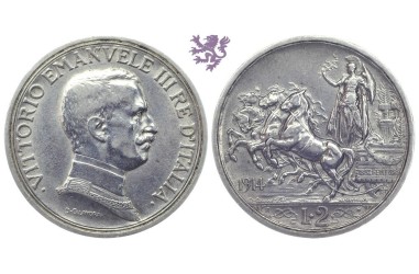 2 Lire, 1914. Vittorio Emanuele III