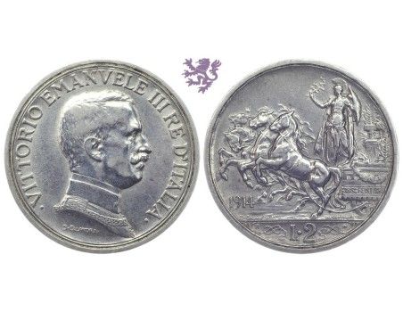 2 Lire, 1914. Vittorio Emanuele III