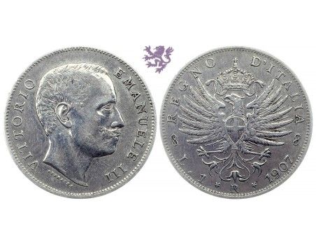 1 Lira, 1907. Vittorio Emanuele III