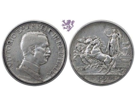 2 Lire, 1916. Vittorio Emanuele III