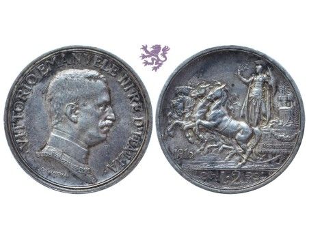 2 Lire, 1916. Vittorio Emanuele III