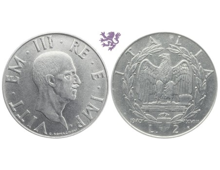 2 Lire, 1940. Vittorio Emanuele III