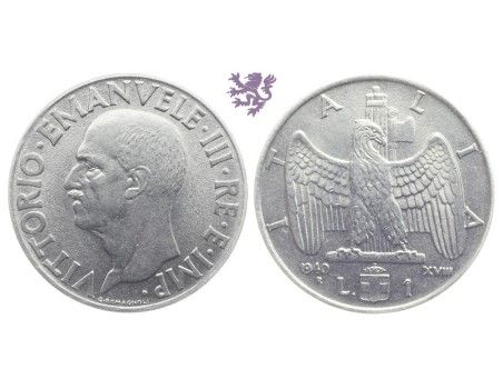 1 Lira, 1940. Vittorio Emanuele III