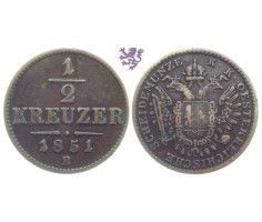 1/2 Kreuzer, 1851. B, Franz Joseph I