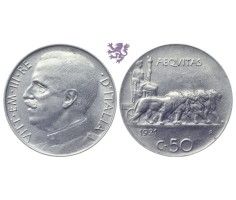 50 Centesimi, 1921. Vittorio Emanuele III