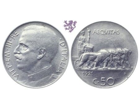 50 Centesimi, 1921. Vittorio Emanuele III