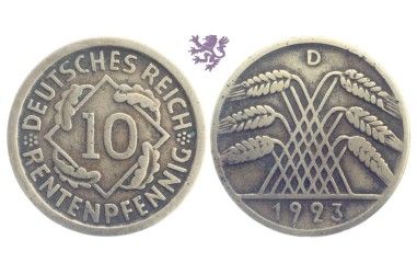 10 Rentenpfennig, 1923.