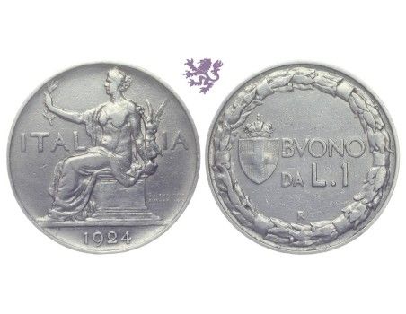 1 Lira, 1924. Vittorio Emanuele III