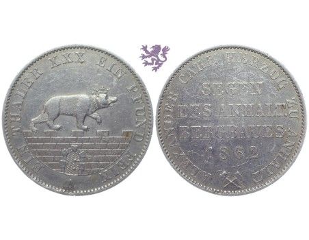 1 Vereinsthaler, 1862. Alexander Carl