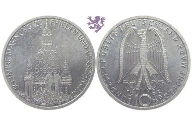 10 mark, 1995. Frauenkirche in Dresden