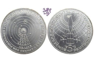 5 mark, 1973. 500th birthday of Nikolaus Kopernikus