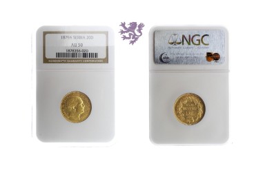 20 dinara, 1879. NGC AU50